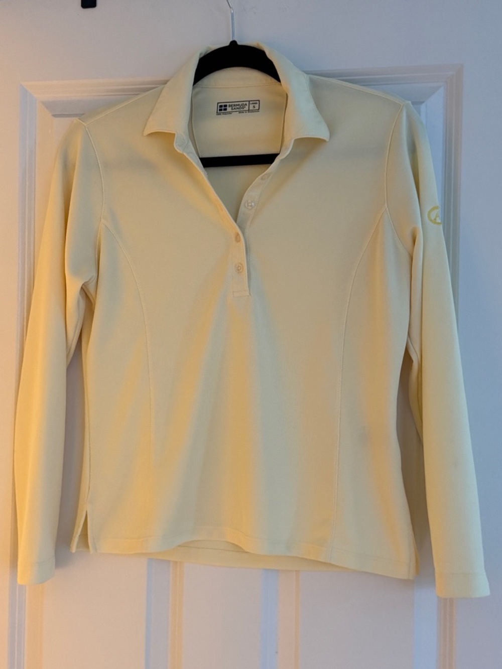 Long-Sleeve Polo Top in Pale Yellow